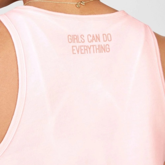 FABLETICS Lisa Jersey Tank “Girls Can Do Everything” Pink Size Medium New - Picture 1 of 8